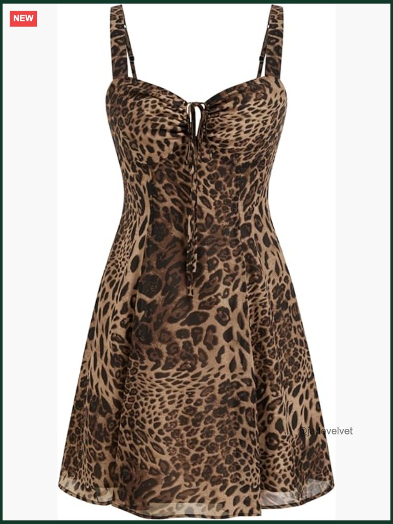 Sleeveless Bodycon Mini Dress Leopard Print Cocktail Party Going Out Y2k Summer